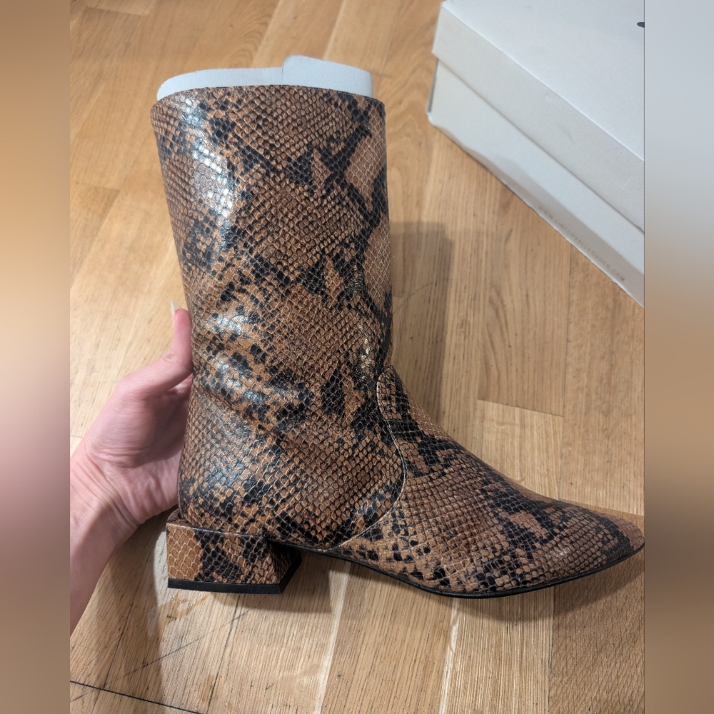 L'INTERVALLE Brown Snakeskin Heeled Boots - Picture 2 of 7